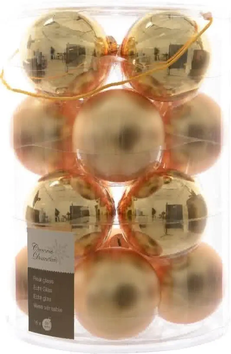 Decoris Kerstballen Goud 8cm - 16 Stuks - afbeelding 5 van 5