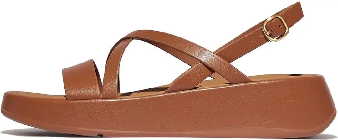 FitFlop Dames sandalen F-Mode leren platte sandalen met bandjes en hielband IY3