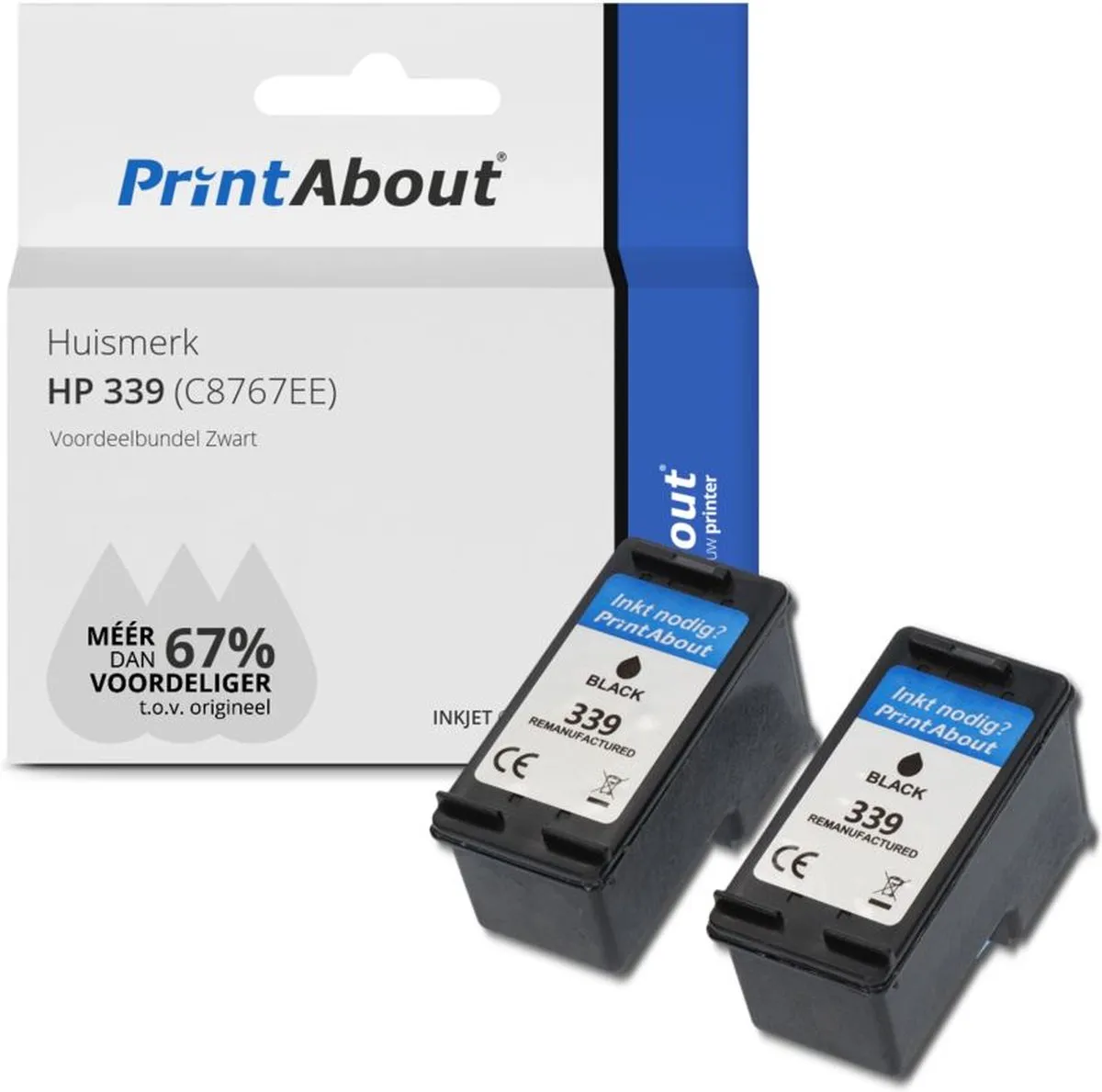 PrintAbout Inktcartridge C8767EE - Zwart 2-pack