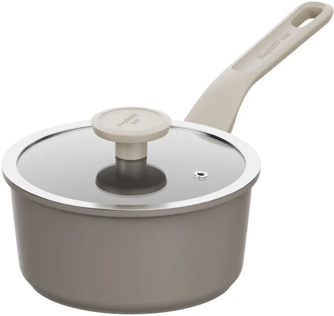 LEO Steelpan met deksel antikleef Dune