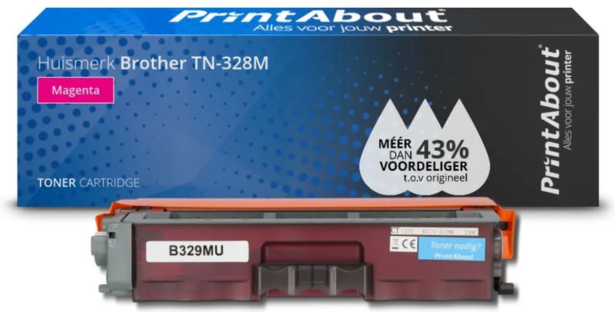 PrintAbout Brother TN-328M-PA Toner Magenta - 6.500 pagina's