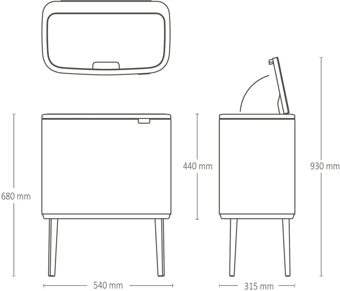 Brabantia Bo Touch Bin Prullenbak 11+23 liter - afbeelding 2 van 6