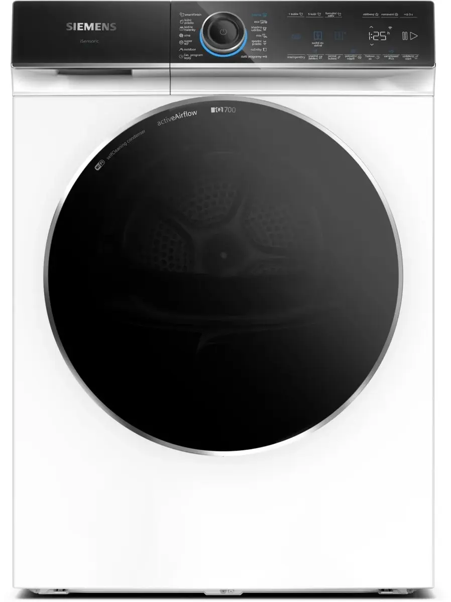 Siemens WR47B2C40, Vrijstaand, Voorlader, Warmtepomp, Wit, Draaiknop, Touch, Rec