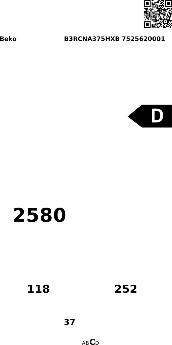 Beko B3RCNA375HXB Koel-Vriescombinatie Vrijstaand - 370L - Zilver - afbeelding 2 van 6