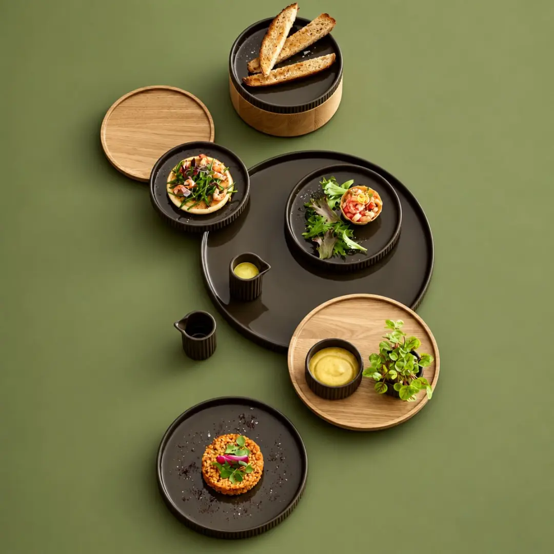 APS The Grid Dinerbord - 6 Stuks - Bruin - Ø20cm