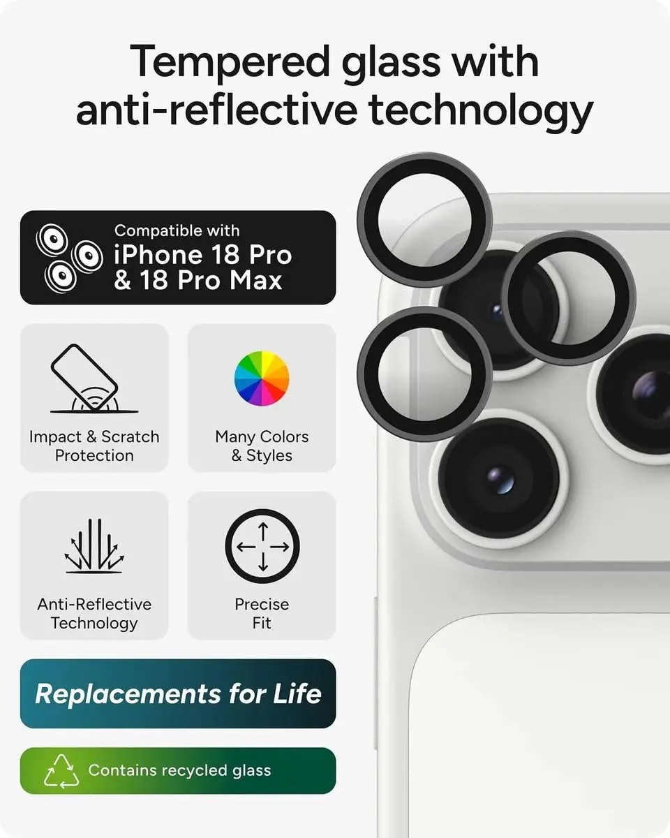 ZAGG Glass Elite Camera Rings iPhone 18 Pro/Pro Max - Zilver - afbeelding 5 van 6