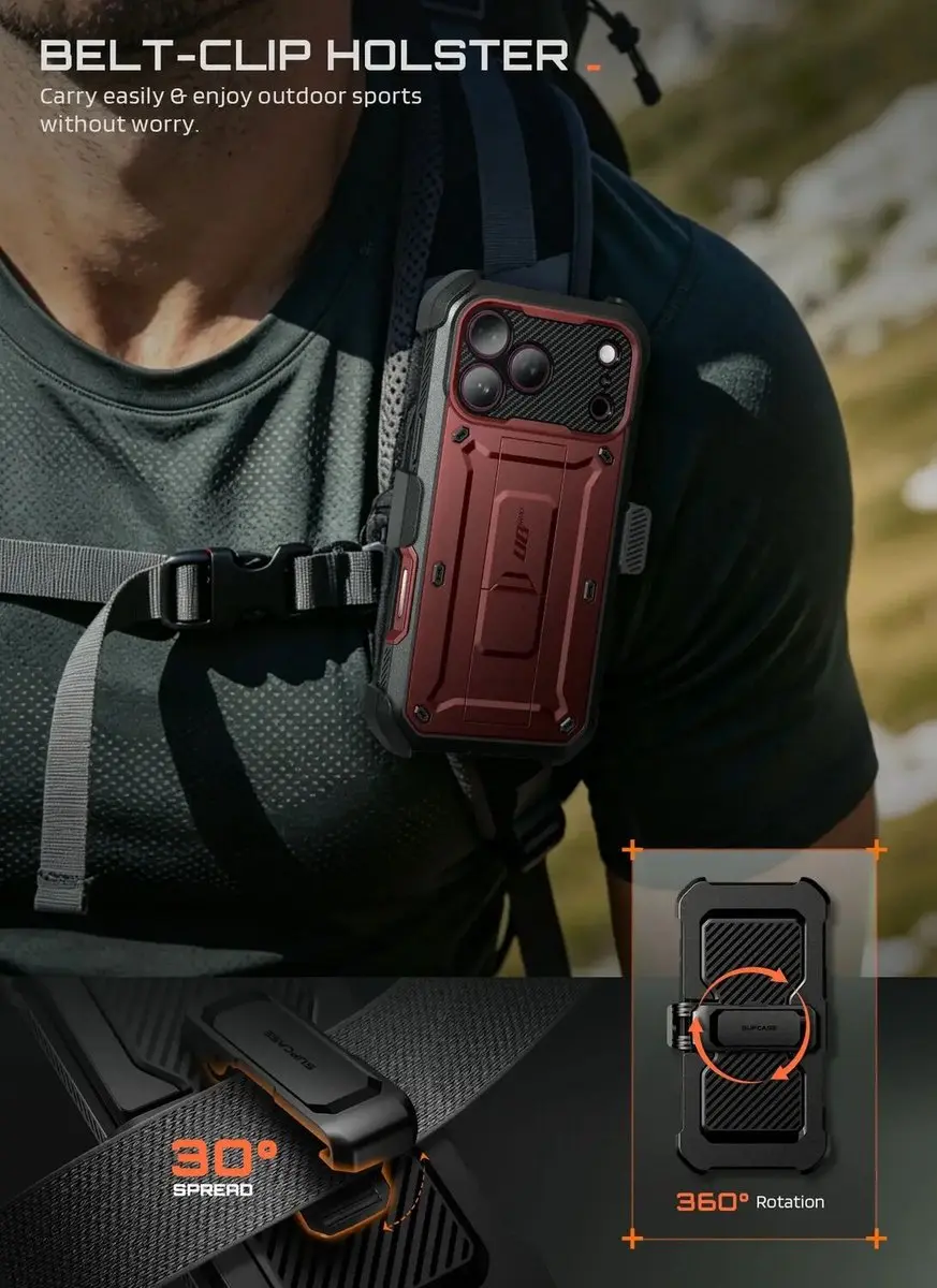 Supcase Unicorn Beetle Pro Hoesje iPhone 17/18 Pro - Burgundy - afbeelding 6 van 6