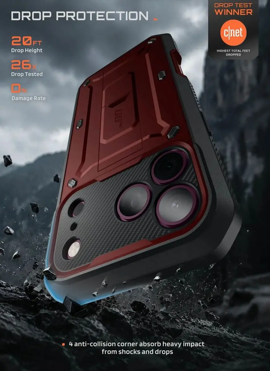 Supcase Unicorn Beetle Pro Hoesje iPhone 17/18 Pro - Burgundy - afbeelding 3 van 6
