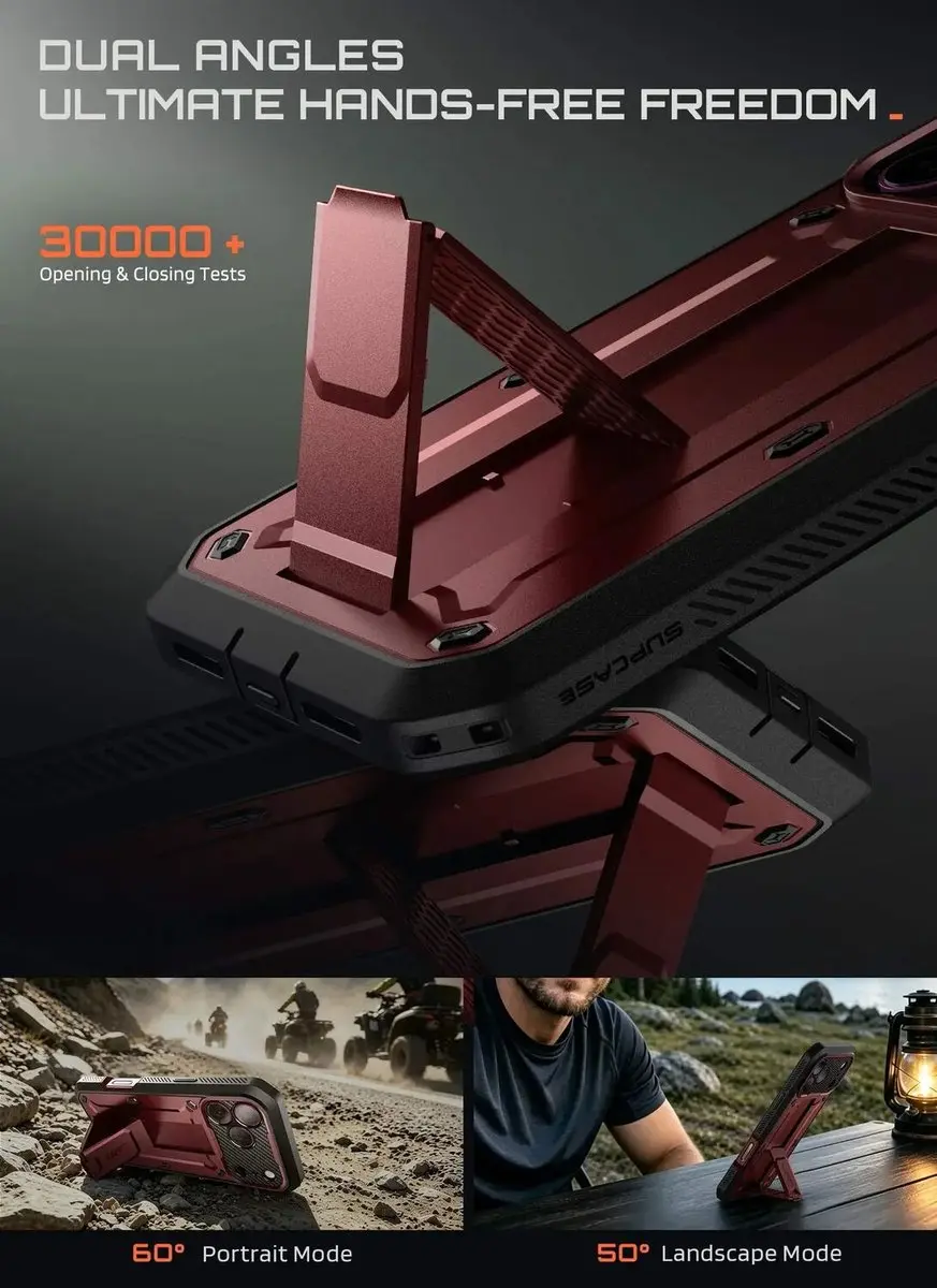 Supcase Unicorn Beetle Pro Hoesje iPhone 17/18 Pro - Burgundy - afbeelding 5 van 6