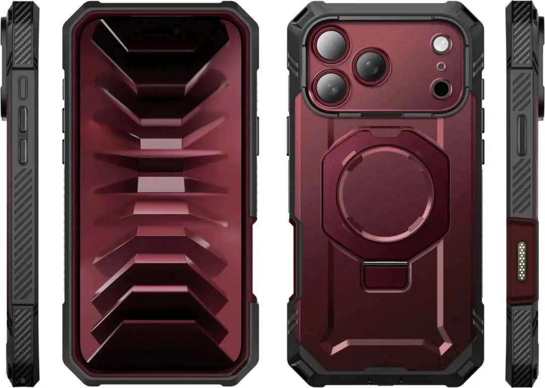 Supcase Unicorn Beetle Grip Pro Hoesje iPhone 18 Pro/17 Pro - MagSafe - Burgundy - afbeelding 5 van 6