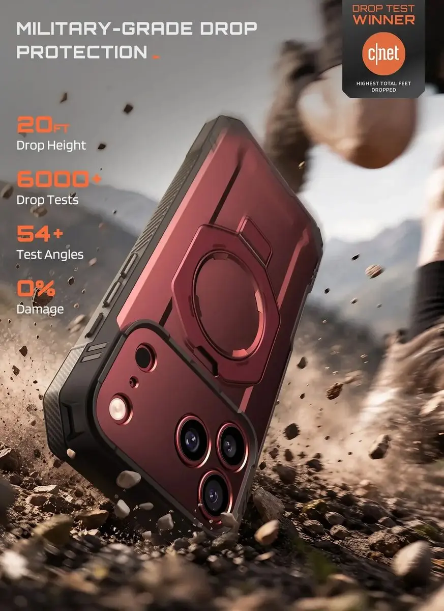 Supcase Unicorn Beetle Grip Pro Hoesje iPhone 18 Pro/17 Pro - MagSafe - Burgundy - afbeelding 3 van 6
