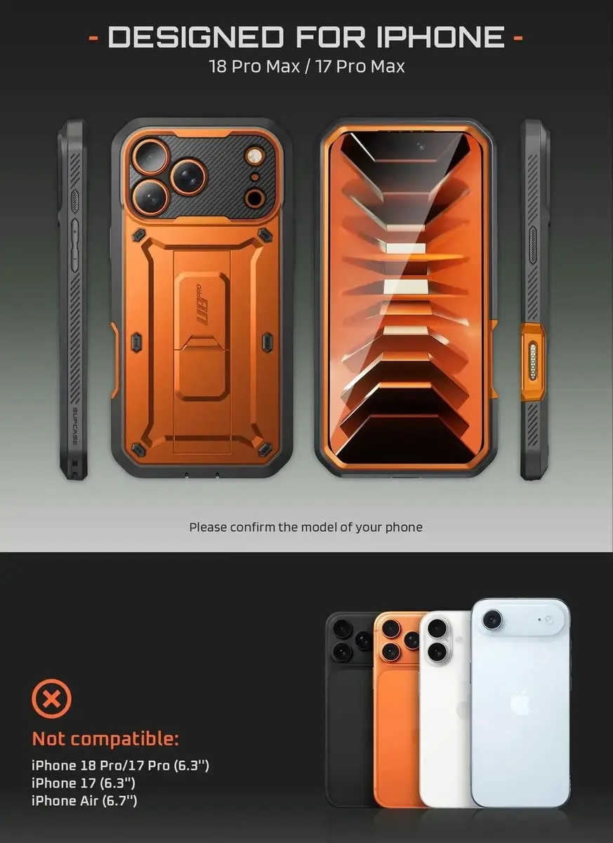 Supcase Unicorn Beetle Pro Hoesje iPhone 18 Pro Max - Oranje - afbeelding 6 van 6