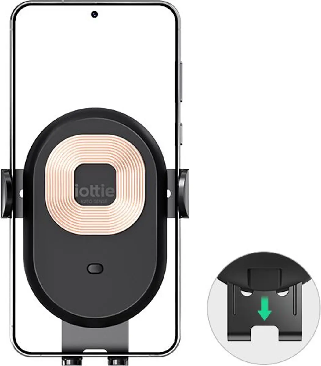 iOttie Auto Sense 2 Ventilatieroosterhouder - 10W Qi2 - Zwart - afbeelding 6 van 6