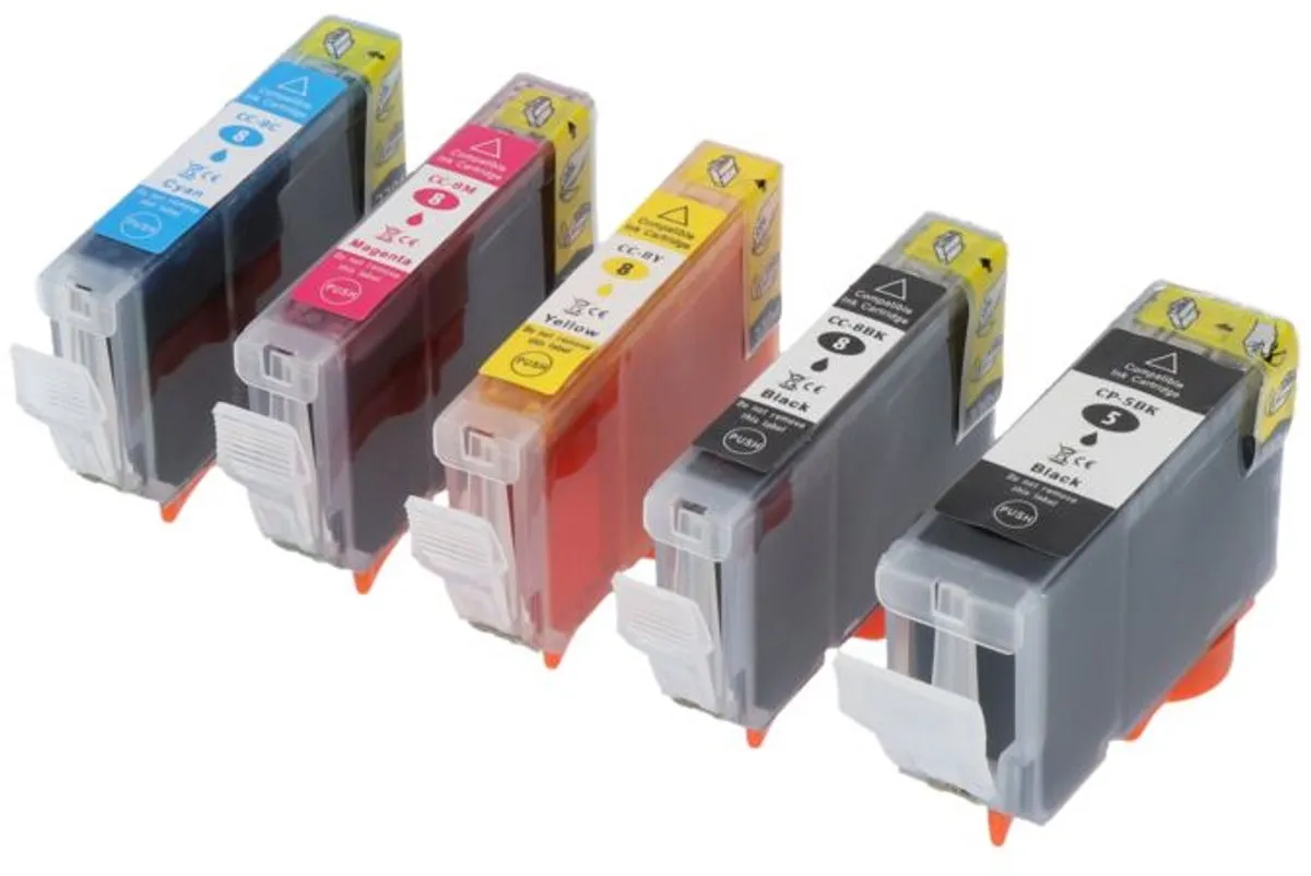 PrintAbout Inktcartridge PGI-5BK - 5 Kleuren 88.5ml - o.a. Canon PIXMA