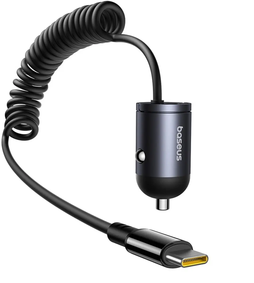 Baseus 30W Autolader met ingebouwde spiraalkabel - Transparent