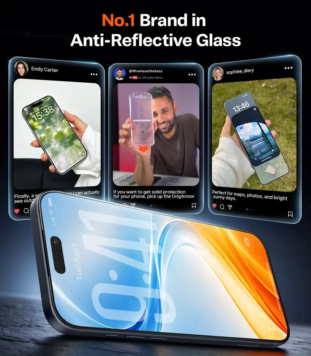 Torras OrigArmor 9H+ Glas iPhone 18 Pro - Anti-reflectie - afbeelding 6 van 6