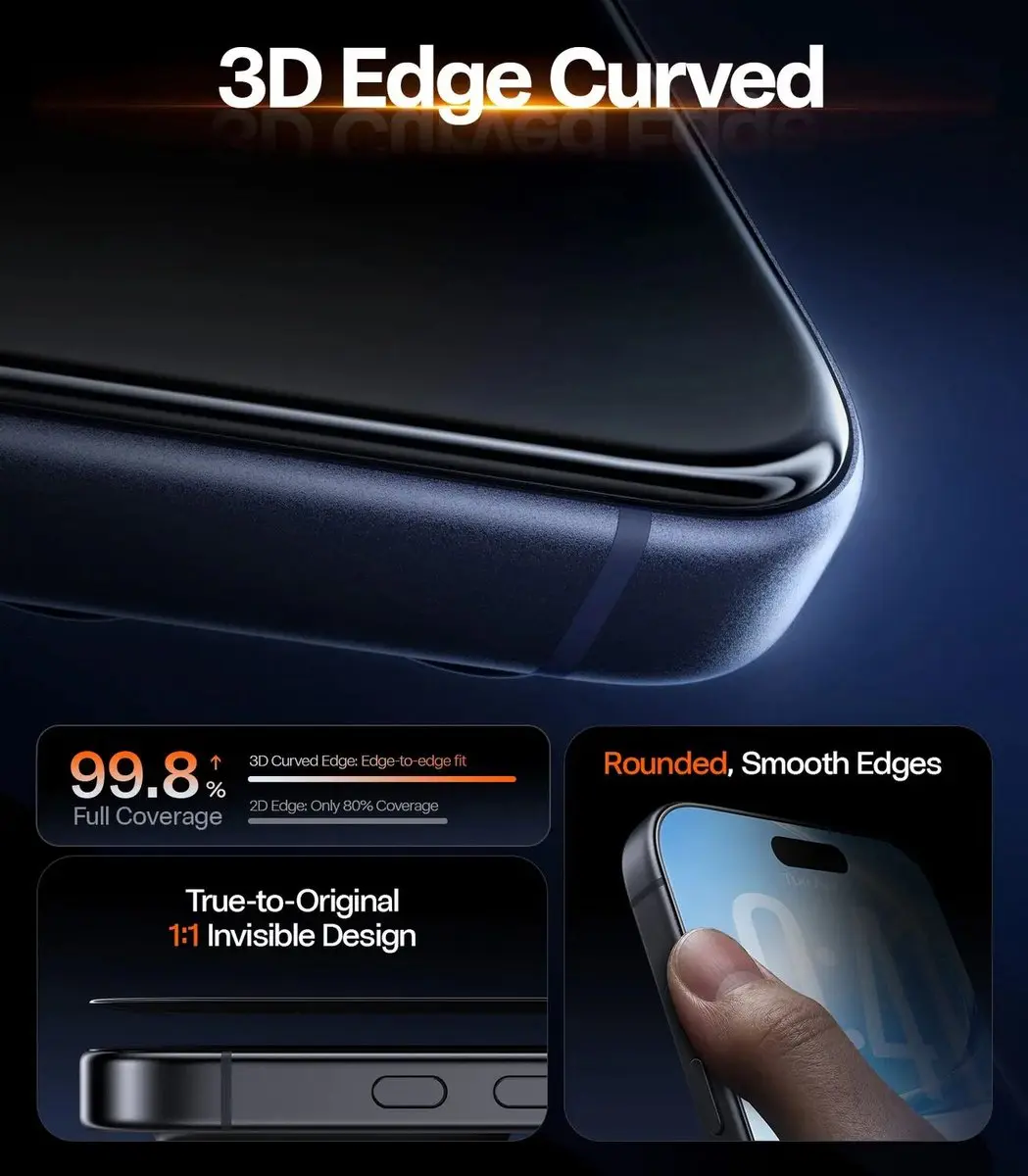 Torras OrigArmor 9H+ Glas iPhone 18 Pro - Anti-reflectie - afbeelding 4 van 6