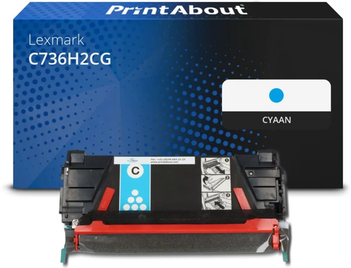 PrintAbout Lexmark C736H2CG Toner Cyaan - 13.500 pagina's
