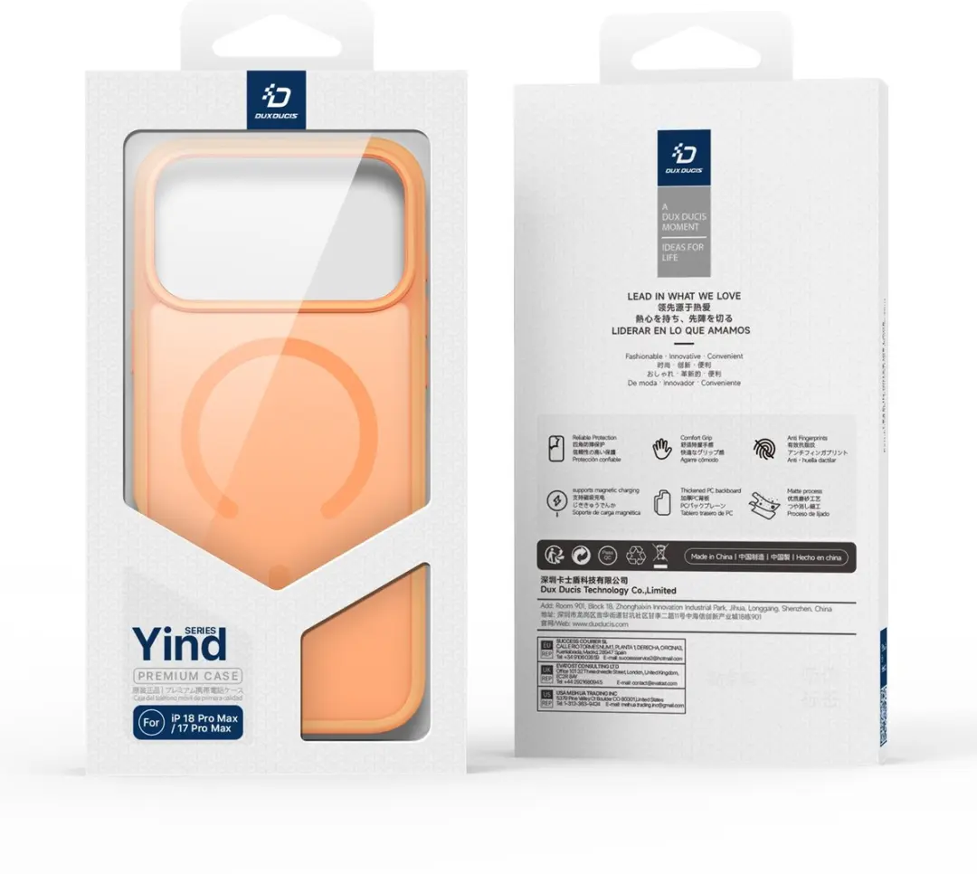 Dux Ducis Yind Series Hoesje iPhone 18/17 Pro Max - Oranje - MagSafe - afbeelding 2 van 6