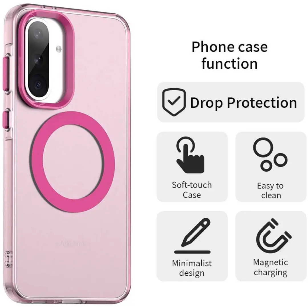Selected MagSafe Backcover Hoesje Samsung Galaxy A56/A36 - Roze & Transparant - afbeelding 4 van 6