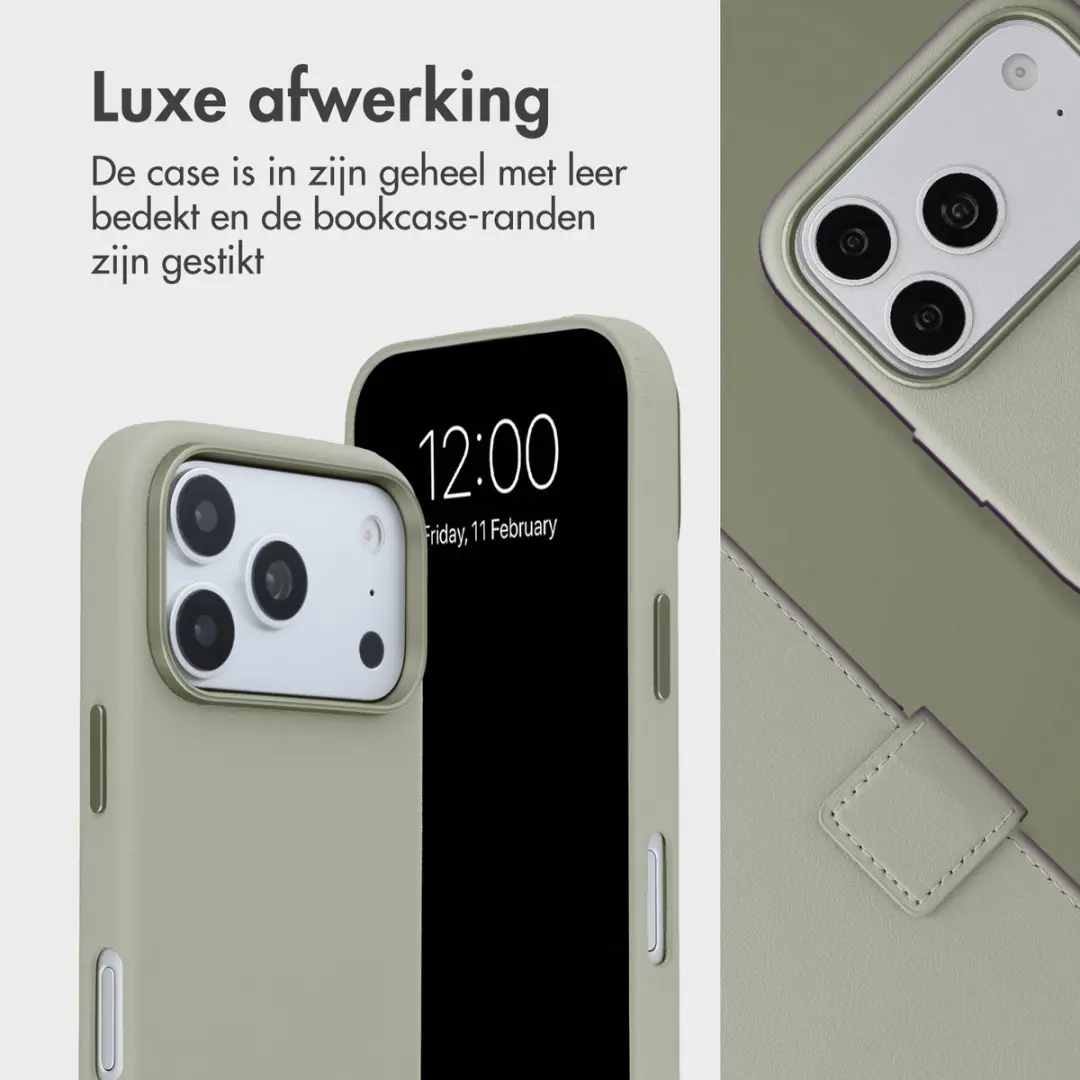 Accezz iPhone 18/17 Pro Hoesje Light Grey - 2-in-1 Leather Bookcase - afbeelding 4 van 6