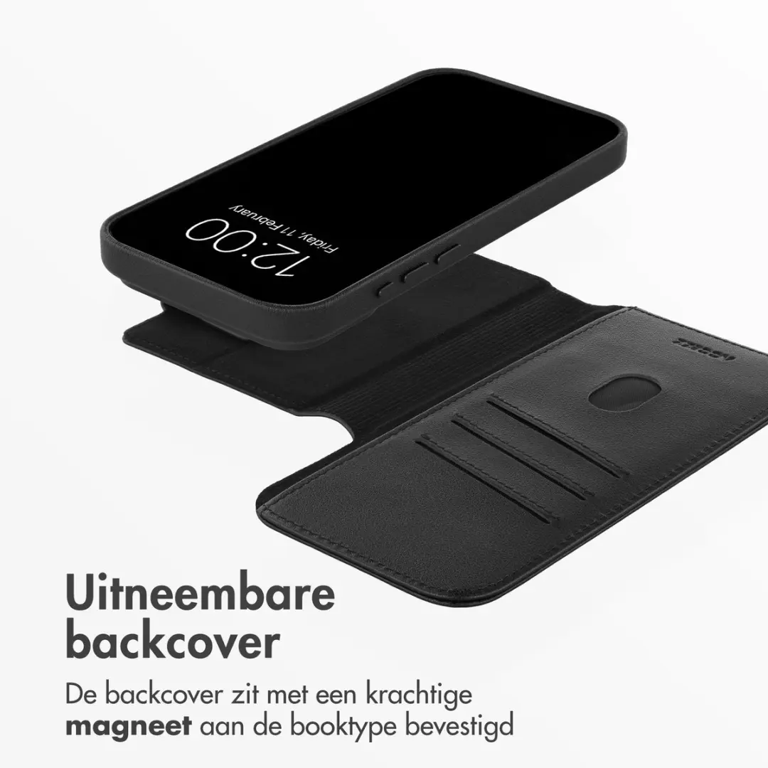 Accezz Hoesje iPhone 18/17 Pro Max - Leather Bookcase 3 Pasjes - Zwart - afbeelding 4 van 6