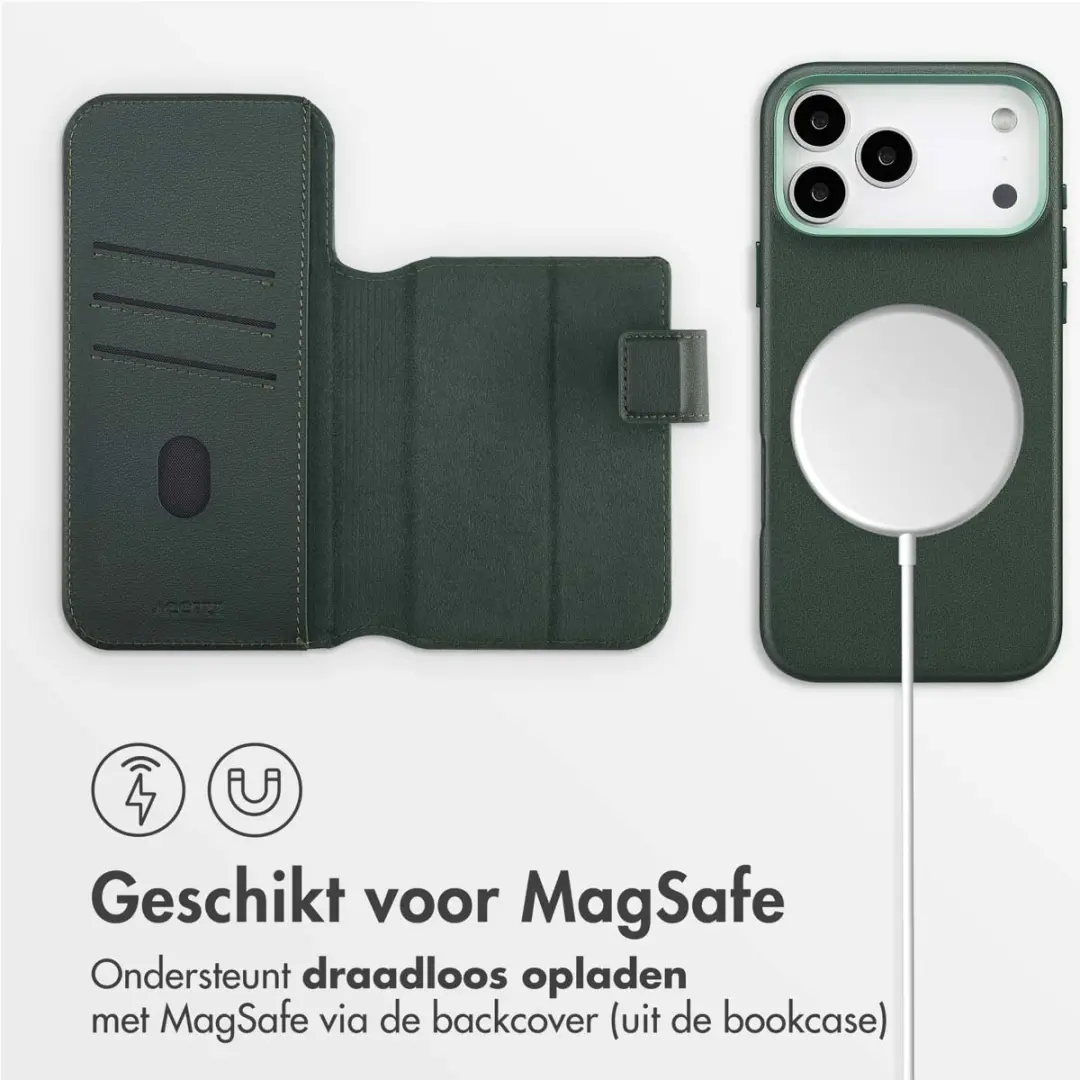 Accezz Hoesje iPhone 18/17 Pro Max - Leather Bookcase 2-in-1 - Cedar Green - afbeelding 2 van 6