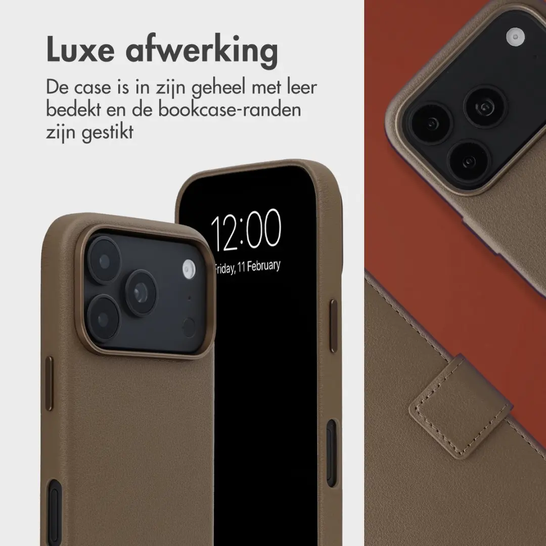 Accezz Leather Bookcase Hoesje iPhone 18/17 Pro Max - 3 Pasjes - Coffee Brown