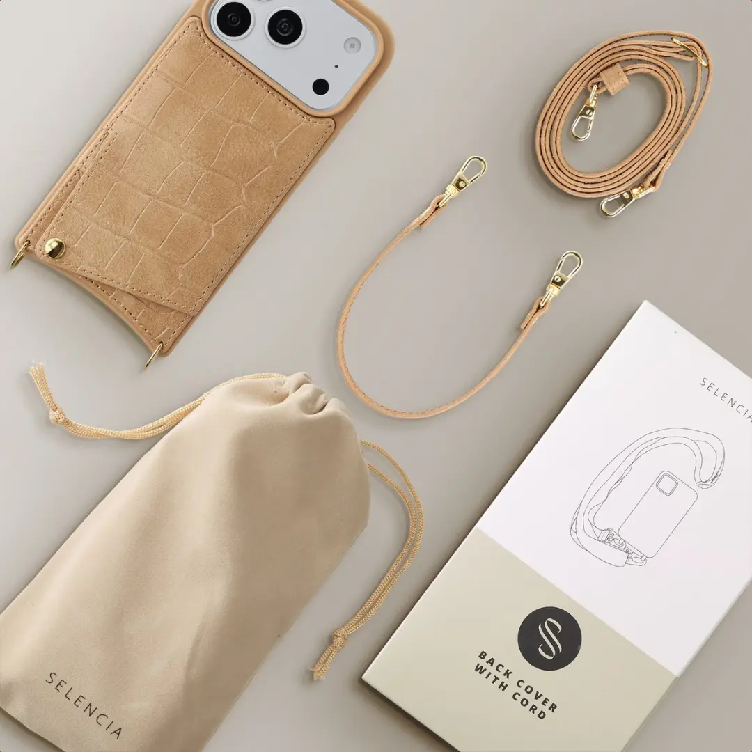 Selencia Croco Hoesje iPhone 18/17 Pro Max - Toasted Almond - afbeelding 5 van 6