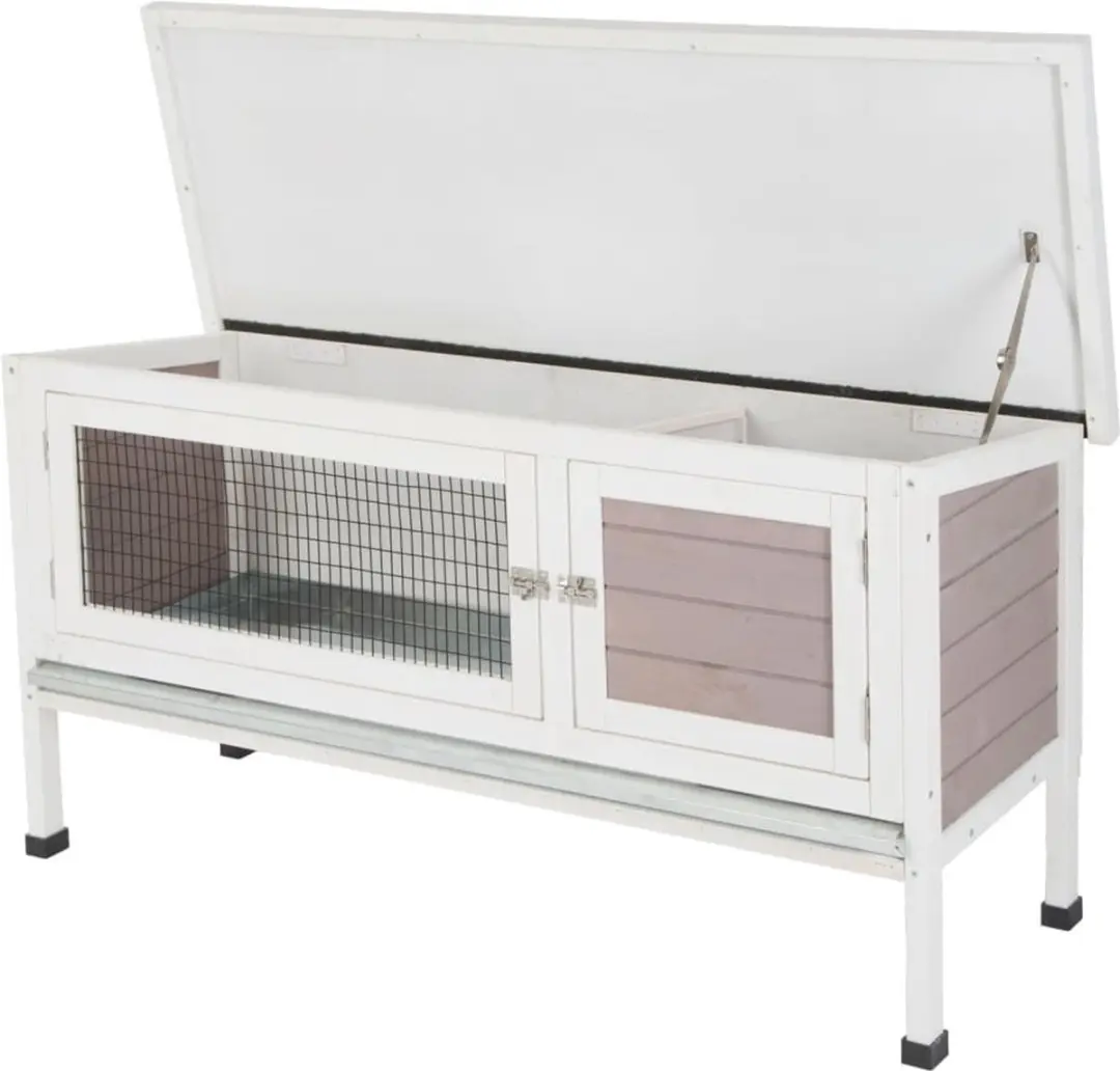 Kerbl Freddy Konijnenhok 116x45x62cm - Wit Geglazuurd Hout - afbeelding 5 van 6