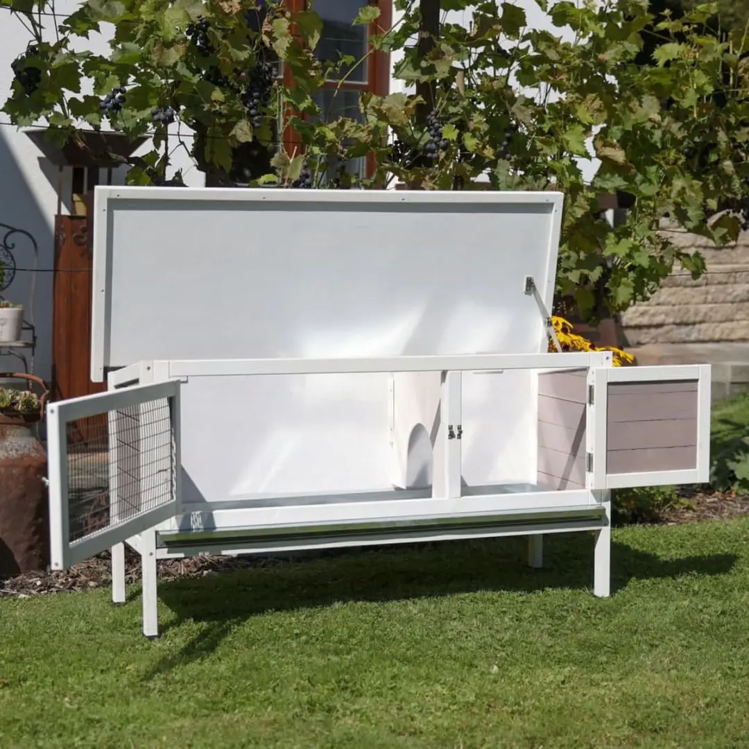 Kerbl Freddy Konijnenhok 116x45x62cm - Wit Geglazuurd Hout - afbeelding 4 van 6