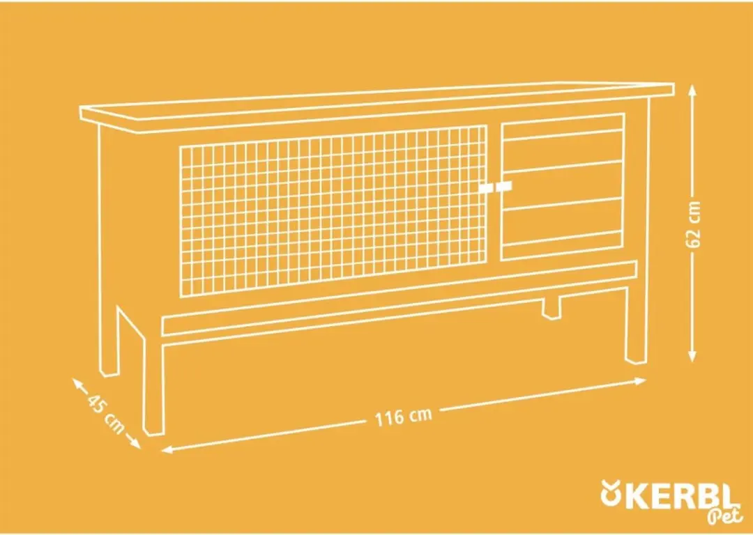 Kerbl Freddy Konijnenhok 116x45x62cm - Wit Geglazuurd Hout - afbeelding 2 van 6