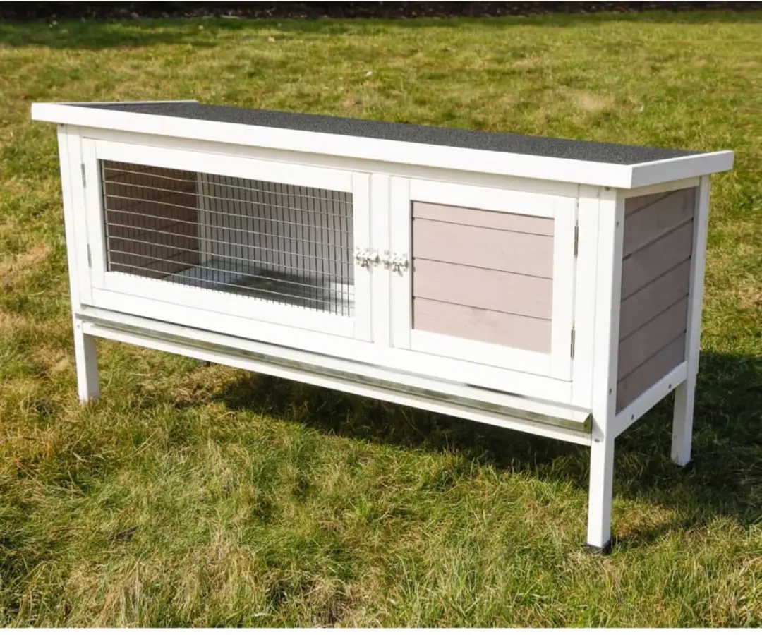 Kerbl Freddy Konijnenhok 116x45x62cm - Wit Geglazuurd Hout - afbeelding 3 van 6
