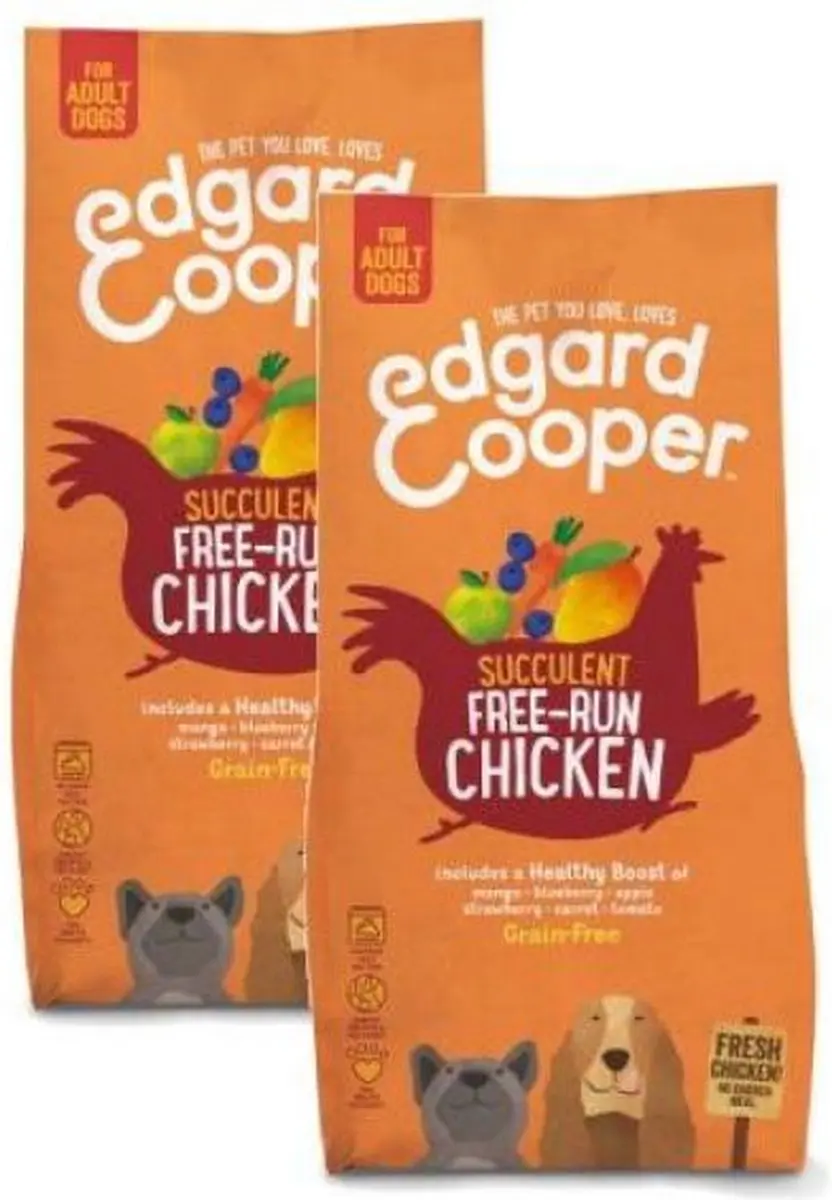 2x7 kg Edgard & Cooper adult verse scharrelkip graanvrij hondenvoer
