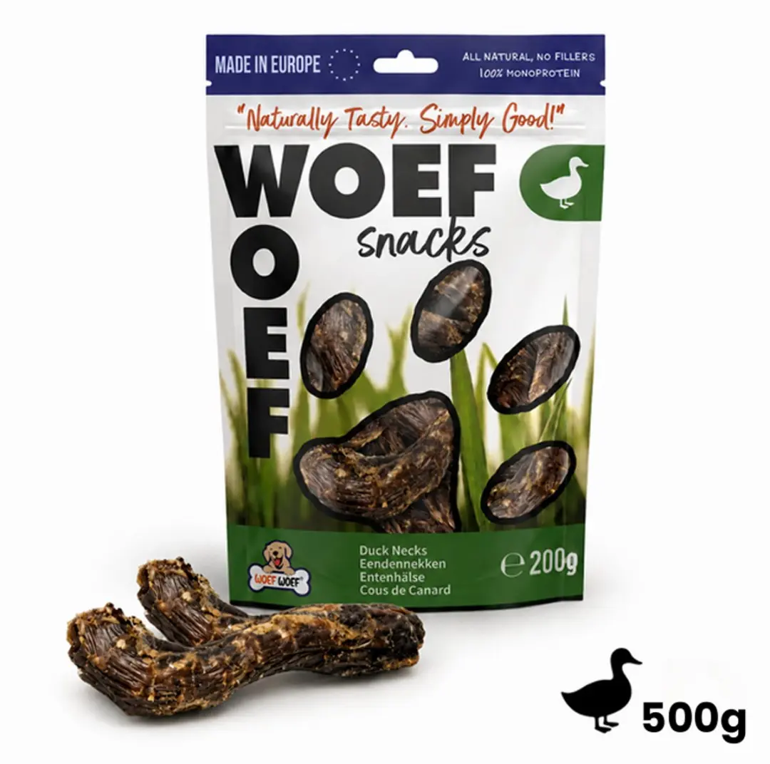 Woef Woef Snacks Hondensnacks Eendennekken 0.50 KG