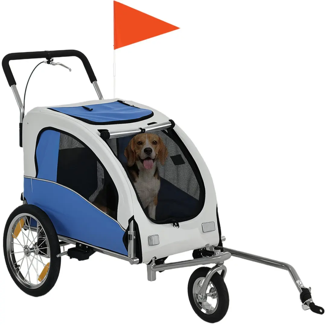 PawHut Pet Bike Trailer-Stahl, 600D Oxford-Gewebe-154L x 71B x 104H cm-Hellgrau