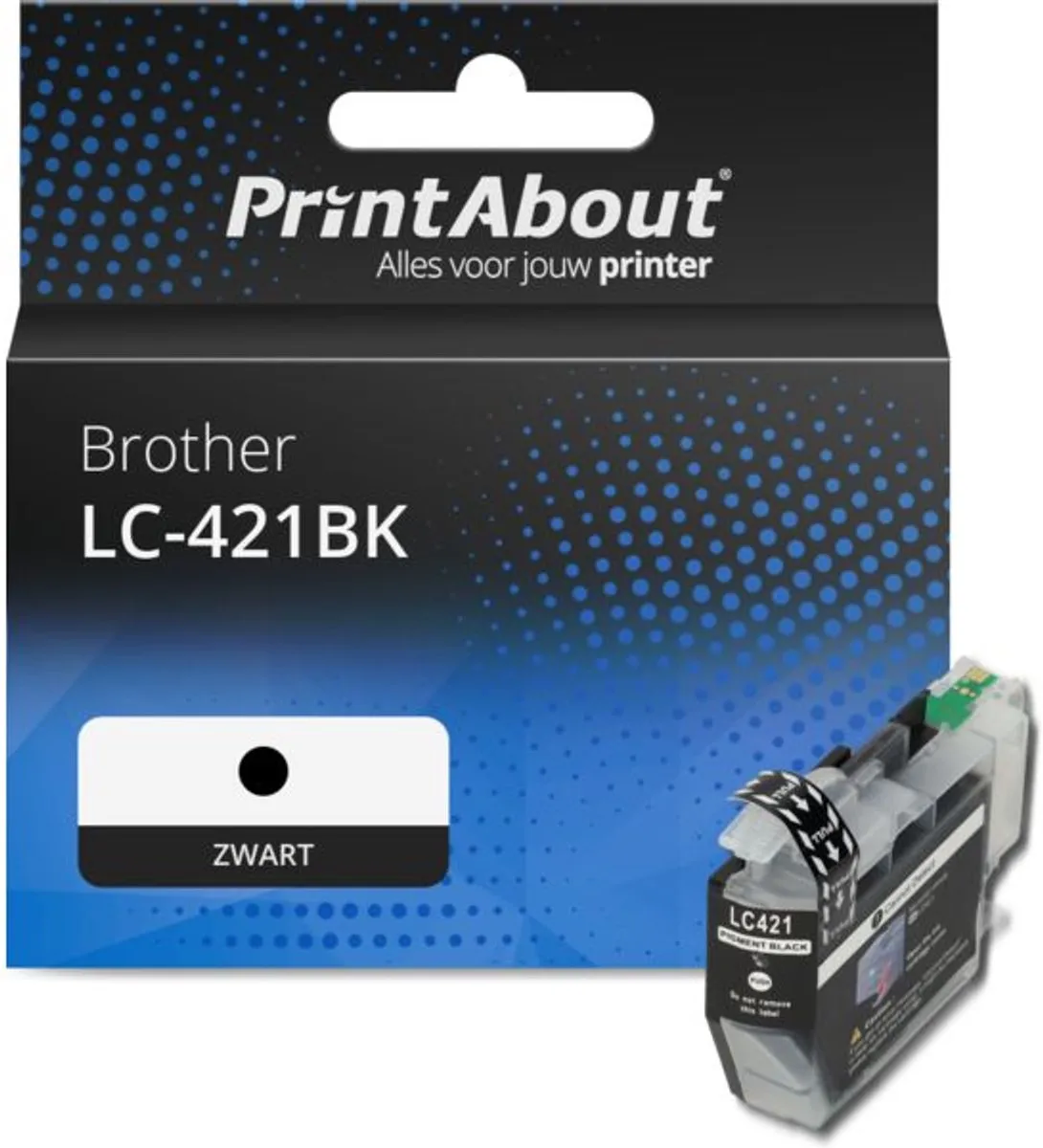 PrintAbout LC-421BK Inktcartridge - Zwart - 13.5ml - o.a. Brother