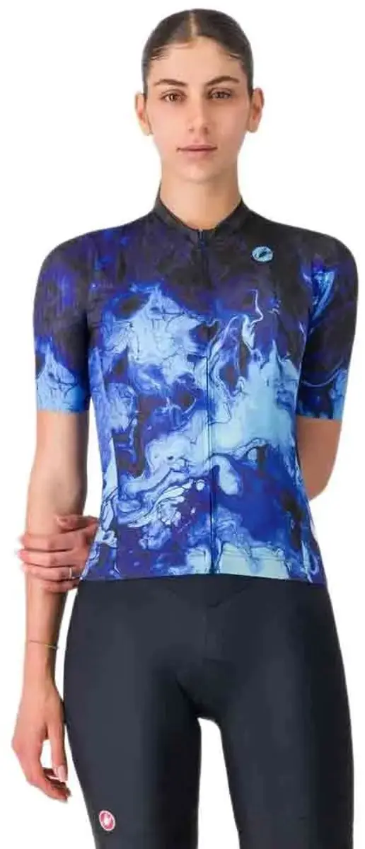Castelli Cosmic Korte Mouw Wielertrui Blauw S Vrouw