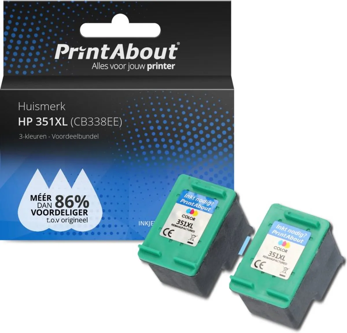 PrintAbout CB338EE-PA2 Inktcartridge 3-Kleuren