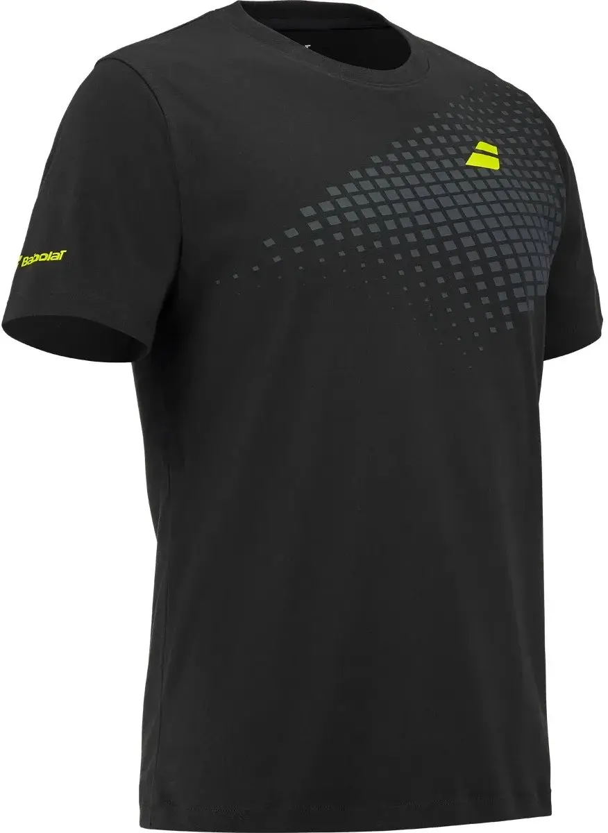Babolat Aero Cotton Tee Heren L - Geel/Zwart/Zilver - afbeelding 4 van 4