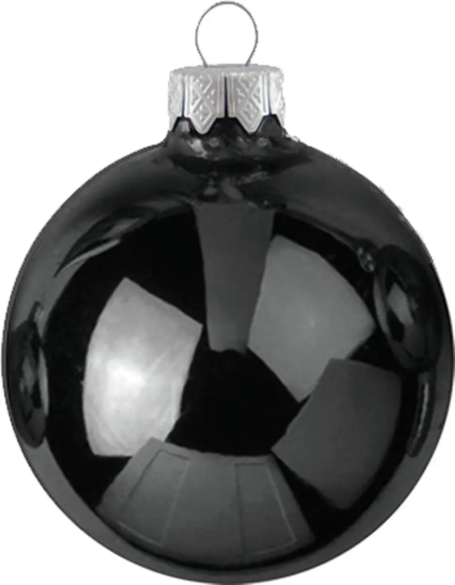 Decoris Kerstballen Zwart Glans 80mm - 12 Stuks - afbeelding 3 van 6