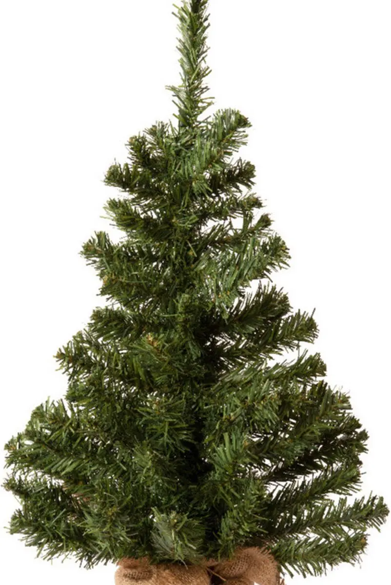 Decoris Everlands Mini Kunstboom 60cm - Groen - Jute Zak