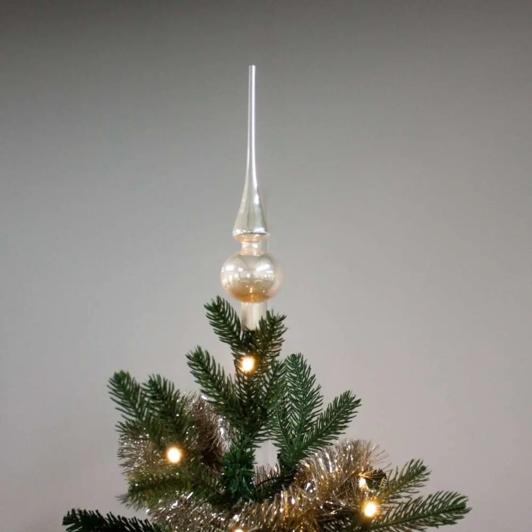 Decoris Kerstboompiek Glas - 26cm Wit