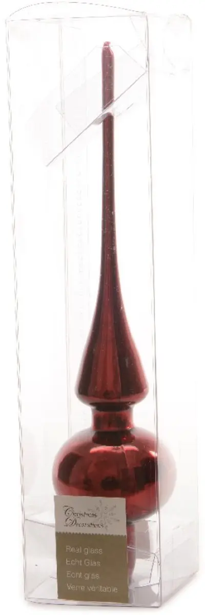 Decoris Kerstboompiek Glas - Donkerrood 26cm