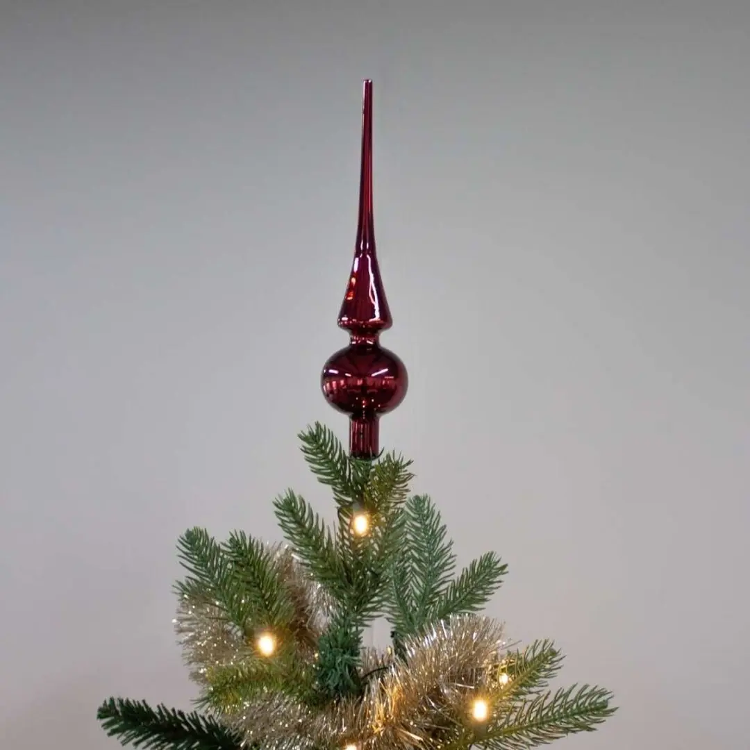 Decoris Kerstboompiek Glas - Donkerrood 26cm