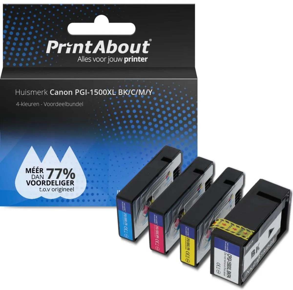 PrintAbout PGI-1500XL BK/C/M/Y-PA2 Inktcartridge - 4 Kleuren 72ml