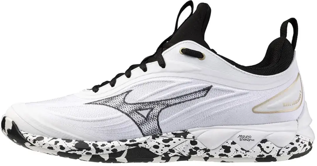 Mizuno Wave Luminous 3 Kakizome Indoor Schoenen 50 - Wit/Zwart/Goud - afbeelding 2 van 4