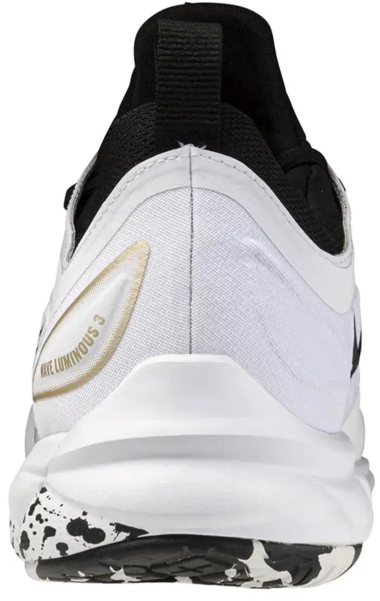 Mizuno Wave Luminous 3 Kakizome Indoor Schoenen 50 - Wit/Zwart/Goud - afbeelding 3 van 4