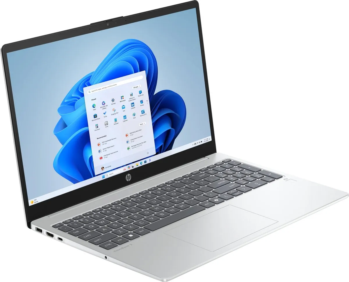 HP OmniBook 3 15-fn0652ng Laptop - Ryzen AI 5 330 - 16GB 512GB SSD - Zilver - afbeelding 5 van 6