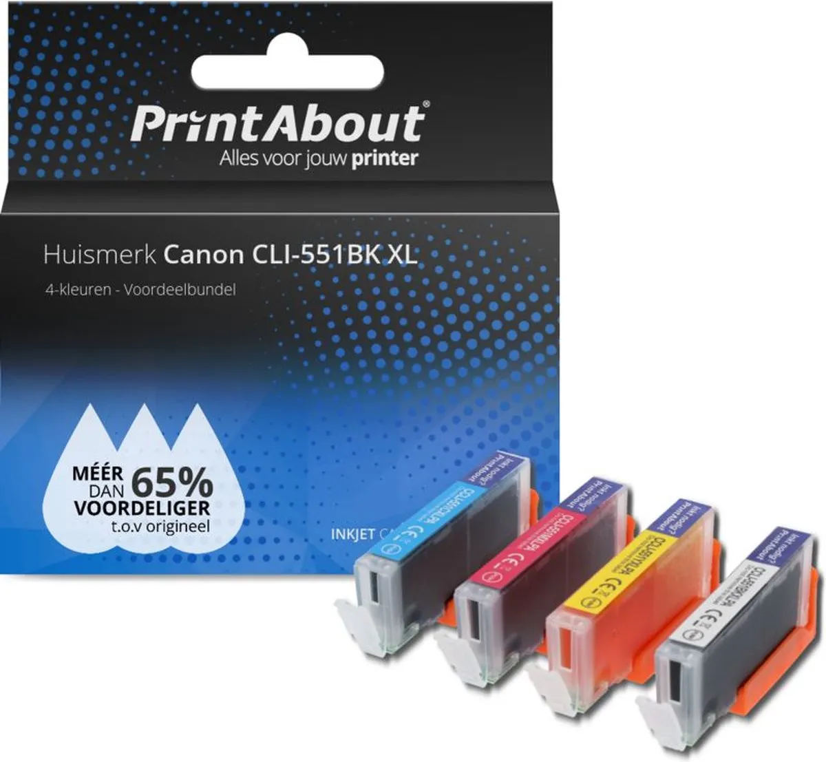 PrintAbout Inktcartridge CLI-551BK XL - 4 Kleuren - 60ml
